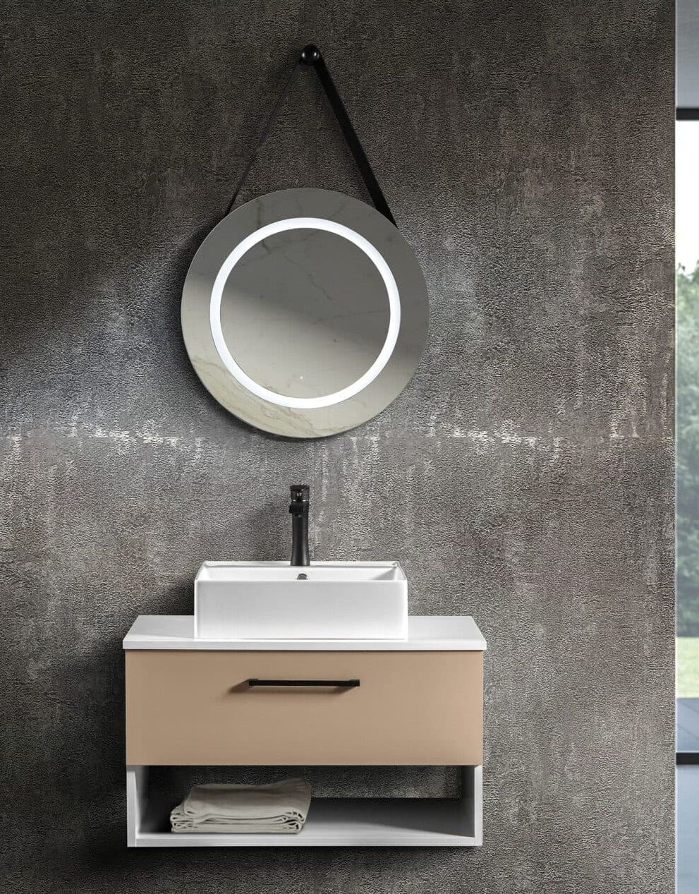 Bagnora Pietro 80 cm Mdf Banyo Dolabı Cappuccino