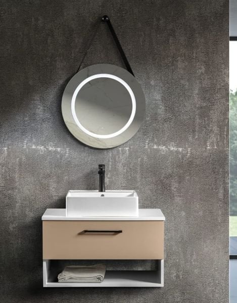 Bagnora Pietro 80 cm Mdf Banyo Dolabı Cappuccino