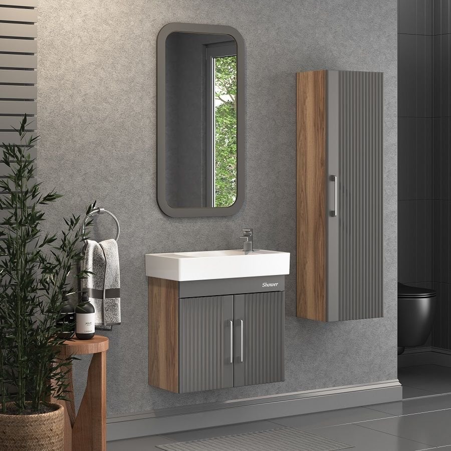 Shower Area 60 cm Antrasit Banyo Dolabı