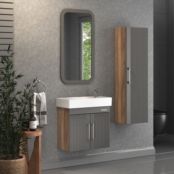 Shower Area 60 cm Antrasit Banyo Dolabı