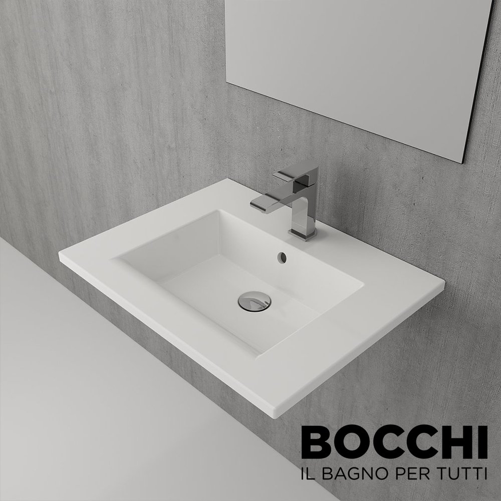 BOCCHI Milano Etajerli Lavabo 60 cm Parlak Beyaz