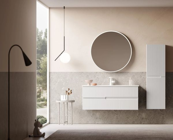 Orka Moonlight 120 cm Mat Beyaz Banyo Dolabı