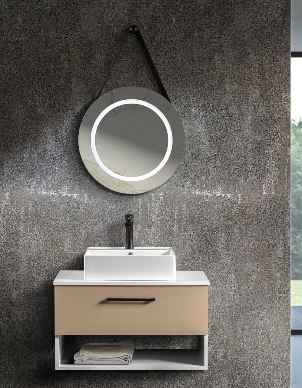 Bagnora Pietro 100 cm Mdf Banyo Dolabı Cappucino