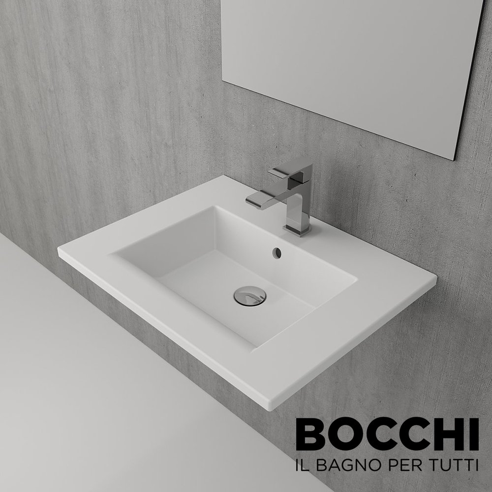 BOCCHI Milano Etajerli Lavabo 60 cm Mat Beyaz
