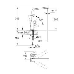 Grohe Eurocube Eviye Bataryası Krom