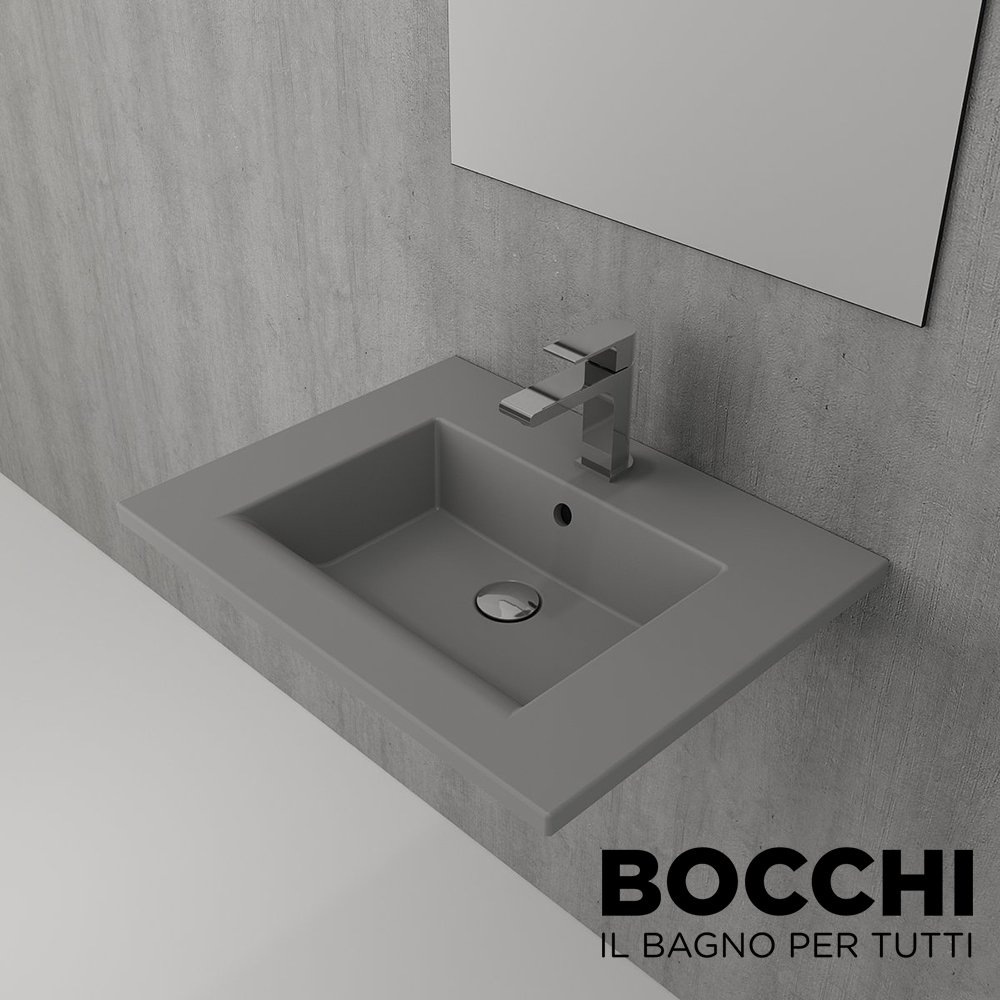 BOCCHI Milano Etajerli Lavabo 60 cm Mat Gri