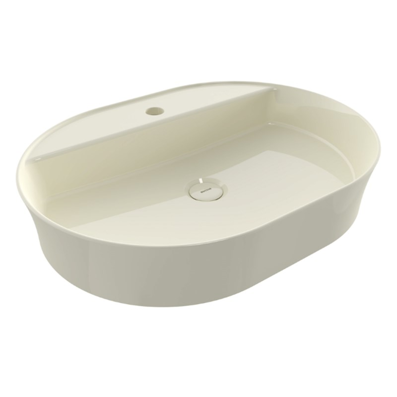 BOCCHI Sottile Slim Line Oval Lavabo 60 cm, Parlak Bisküvi