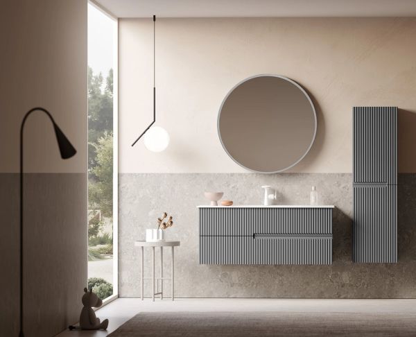 Orka Moonlight 120 cm Mat Gri Banyo Dolabı