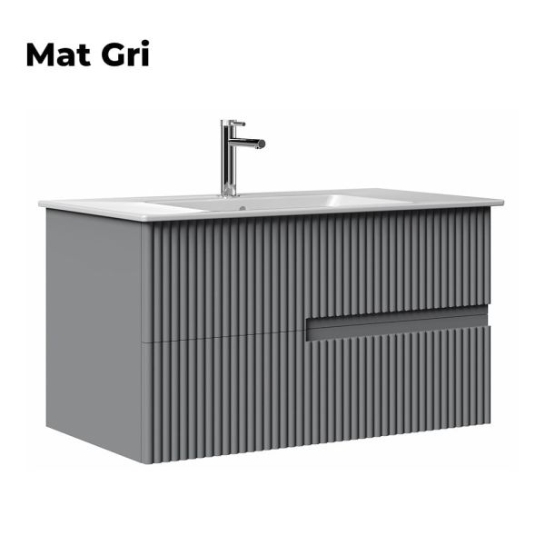 Orka Moonlight 120 cm Mat Gri Banyo Dolabı