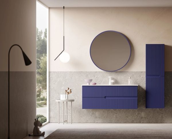 Orka Moonlight 120 cm Mat Lacivert Banyo Dolabı