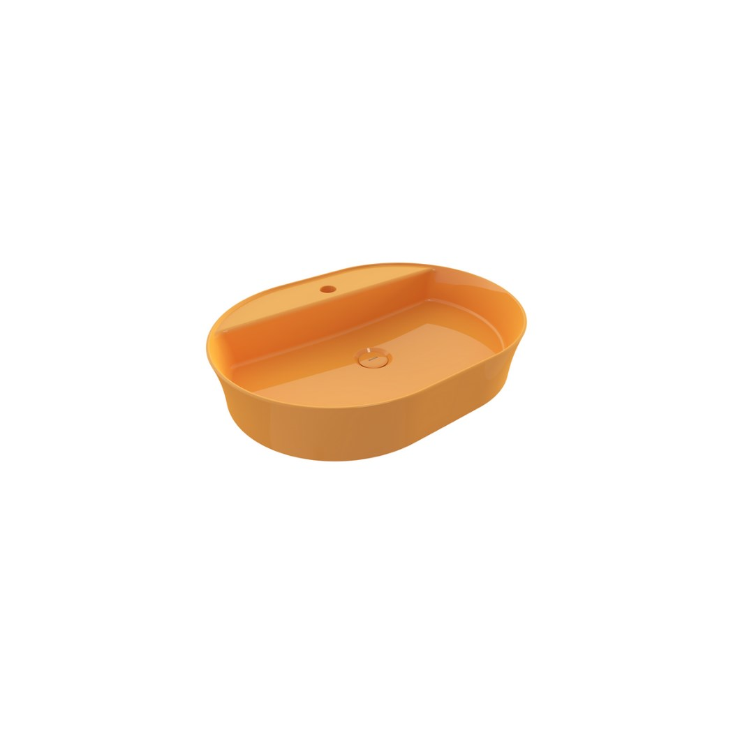 BOCCHI Sottile Slim Line Oval Lavabo 60 cm, Parlak Mandalina Sarısı