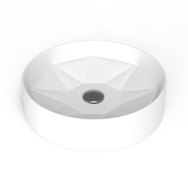 Lucco Diamente 42 cm Tezgah Üstü Lavabo Mat Beyaz