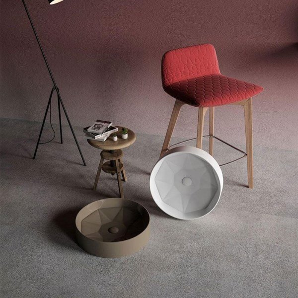 Lucco Diamente 42 cm Tezgah Üstü Lavabo Parlak Beyaz