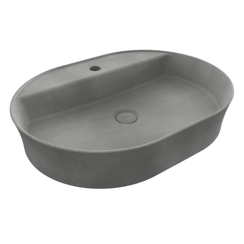 BOCCHI Sottile Slim Line Oval Lavabo 60 cm, Mat Beton