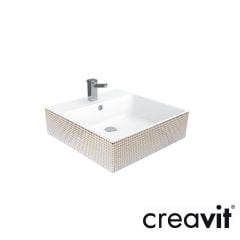 CREAVİT Next Nokta Altın Dekorlu 50x50 cm Lavabo
