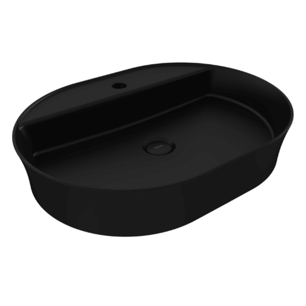 BOCCHI Sottile Slim Line Oval Lavabo 60 cm, Mat Siyah