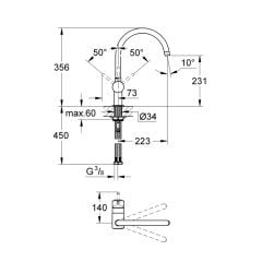 Grohe Minta Kuğu Eviye Bataryası