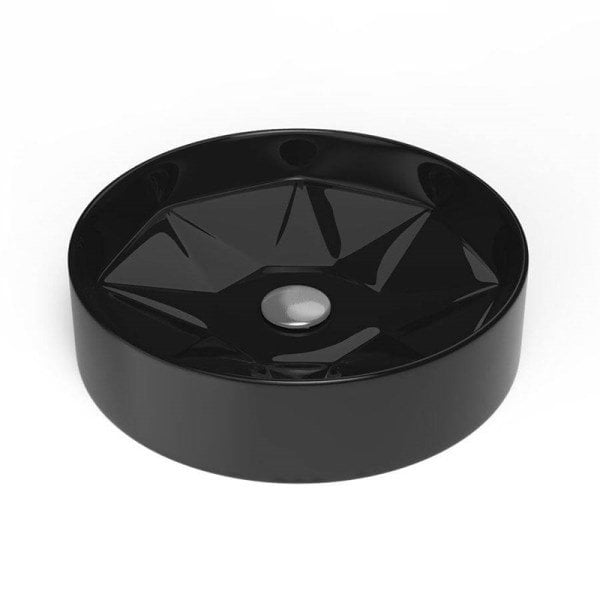 Lucco Diamente 42 cm Tezgah Üstü Lavabo Parlak Siyah