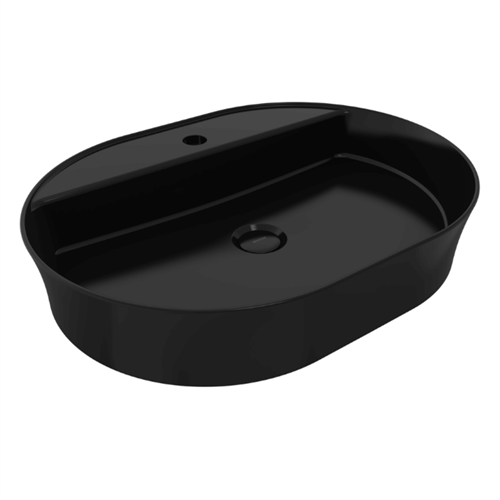 BOCCHI Sottile Slim Line Oval Lavabo 60 cm, Parlak Siyah