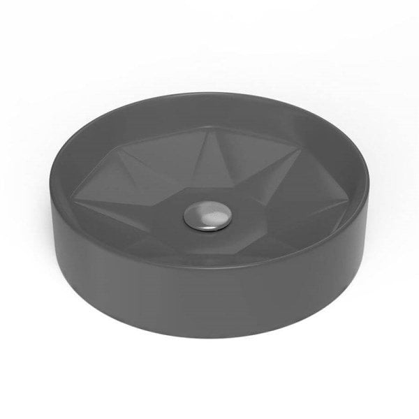 Lucco Diamente 42 cm Tezgah Üstü Lavabo Antrasit Gri