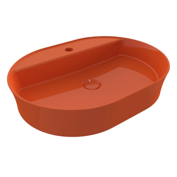 BOCCHI Sottile Slim Line Oval Lavabo 60 cm, Parlak Turuncu