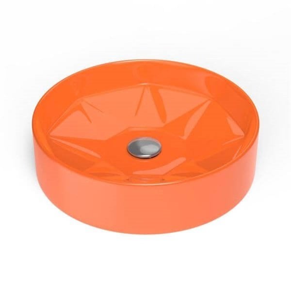 Lucco Diamente 42 cm Tezgah Üstü Lavabo Parlak Turuncu