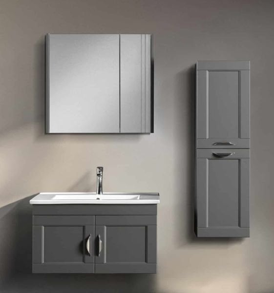 Bagnora Alaçatı 85 cm Mdf Banyo Dolabı Antrasit