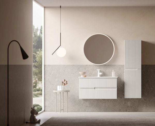 Orka Moonlight 90 cm Mat Beyaz Banyo Dolabı