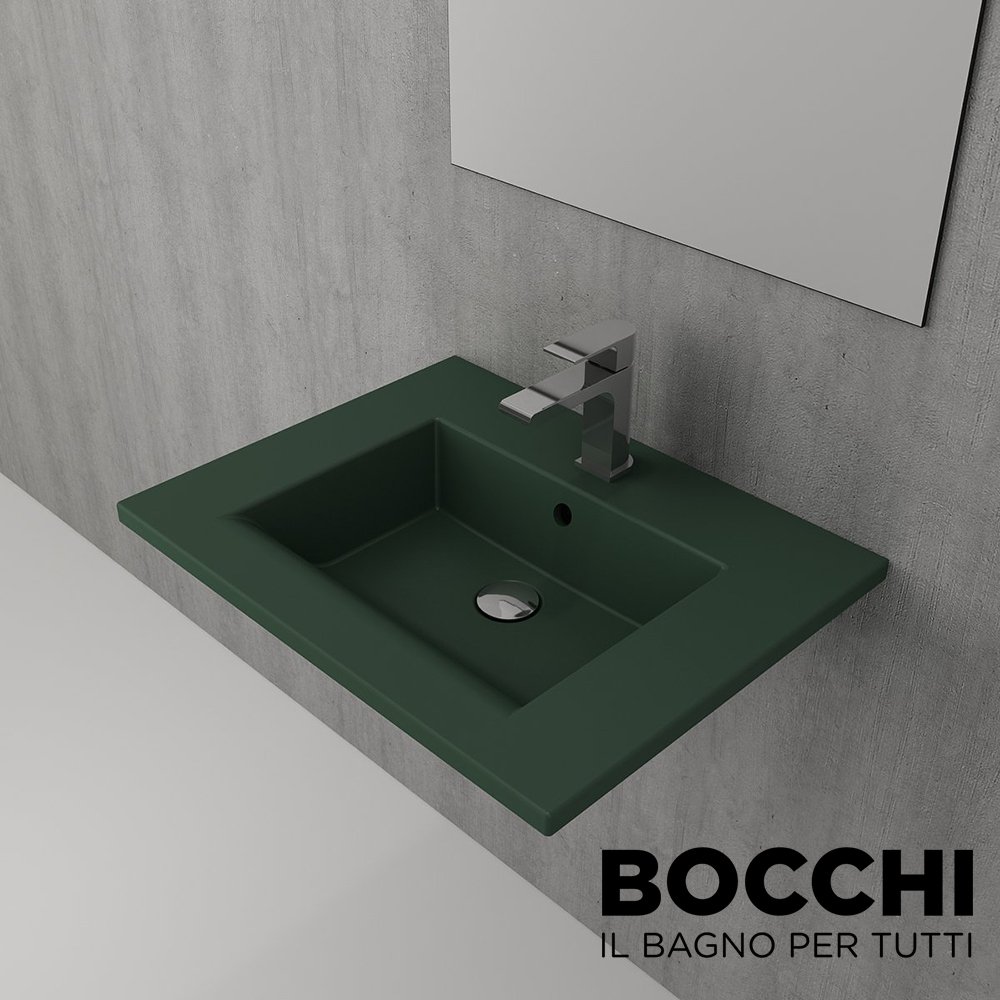 BOCCHI Milano Etajerli Lavabo 60 cm Mat Yeşil