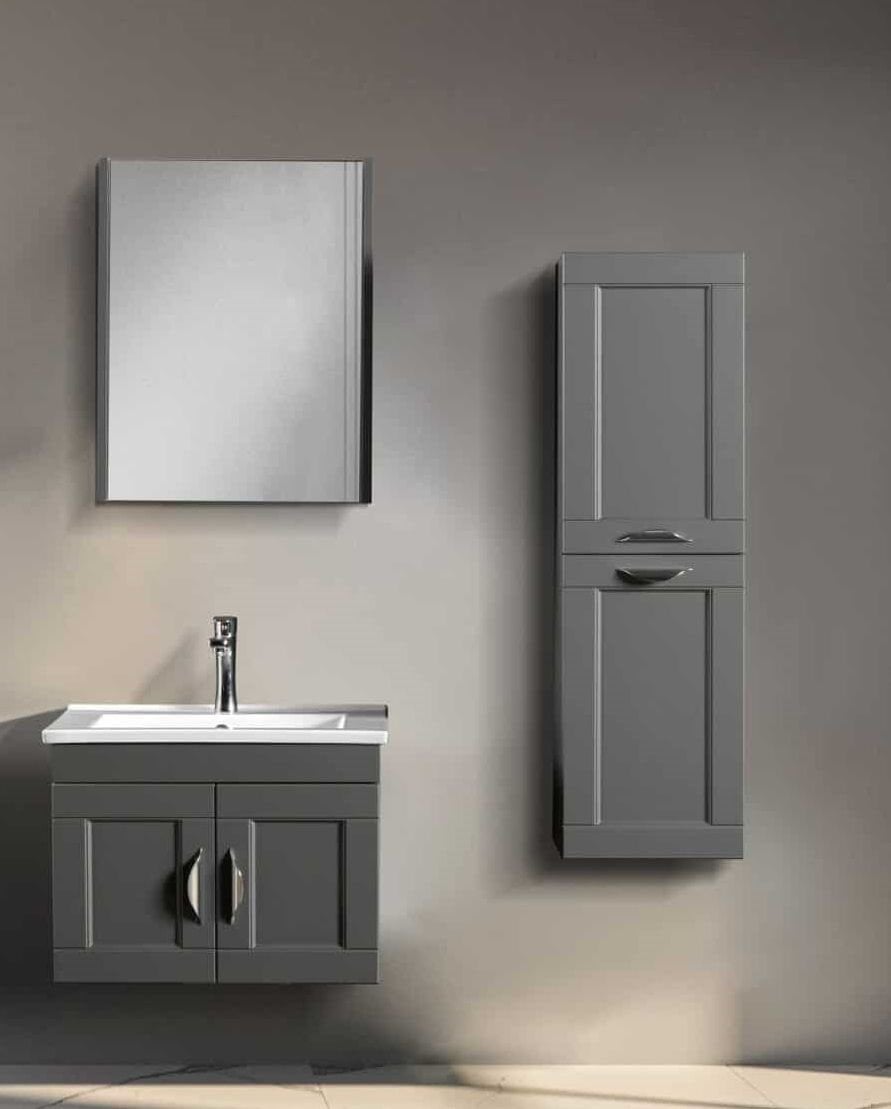 Bagnora Alaçatı 65 cm Mdf Banyo Dolabı Antrasit