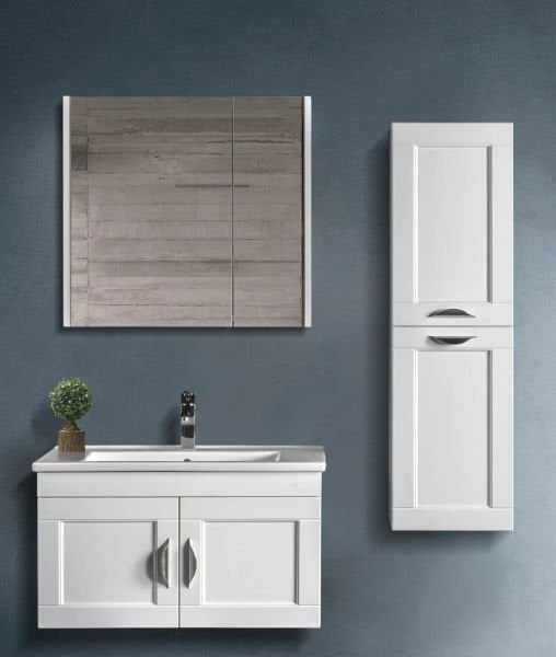 Bagnora Alaçatı 85 cm Mdf Banyo Dolabı Beyaz