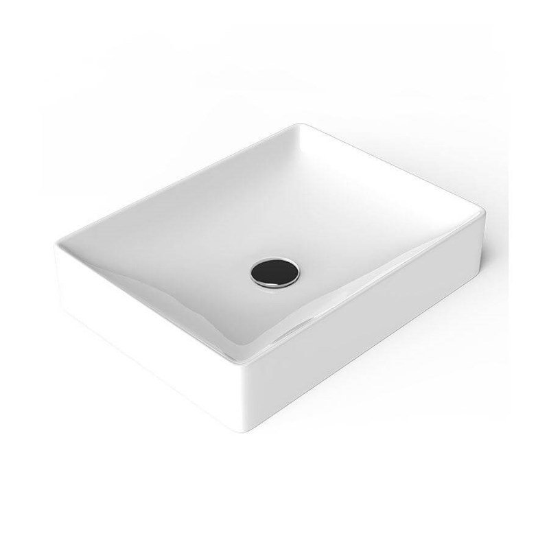 Lucco Square 50 cm Tezgah Üstü Lavabo Parlak Beyaz
