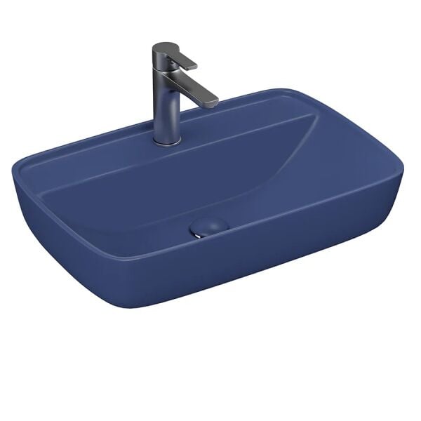 Lucco Vero 60 cm Tezgah Üstü Lavabo Mat Petrol Mavisi