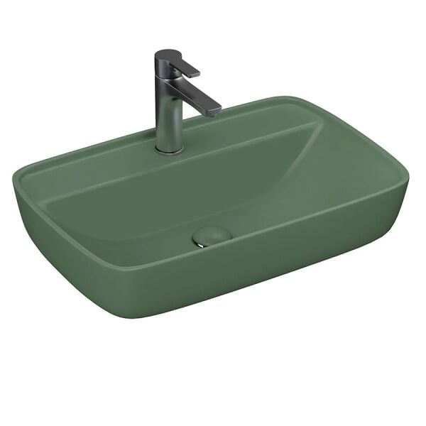 Lucco Vero 60 cm Tezgah Üstü Lavabo Mat Yeşil