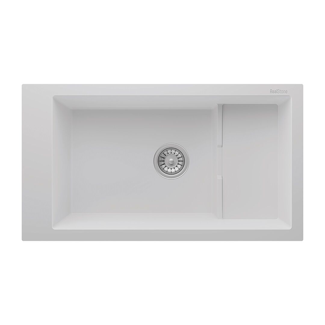RealStone Knidos 1.5 Gözlü Damlalıksız Granit Eviye Beyaz