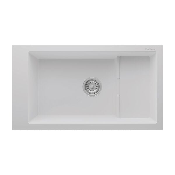 RealStone Knidos 1.5 Gözlü Damlalıksız Granit Eviye Beyaz