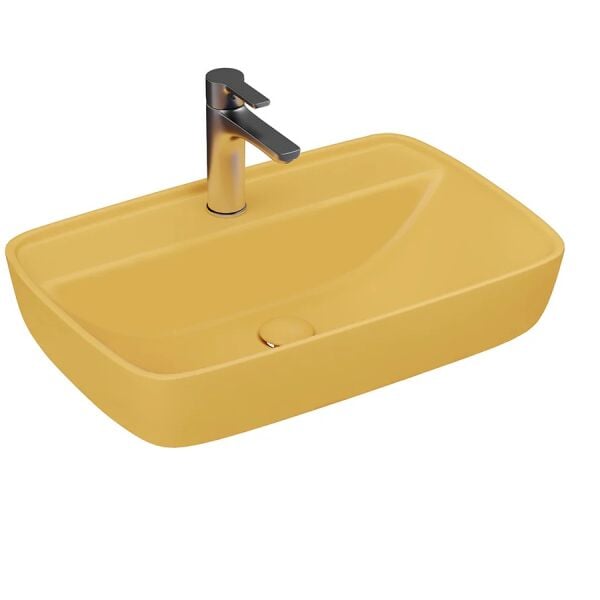 Lucco Vero 60 cm Tezgah Üstü Lavabo Mat Hardal Sarı