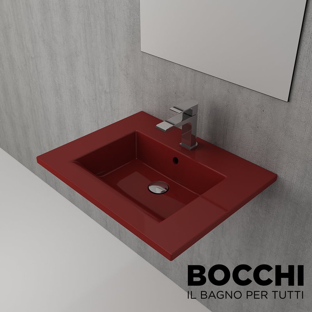 BOCCHI Milano Etajerli Lavabo 60 cm Parlak Kırmızı