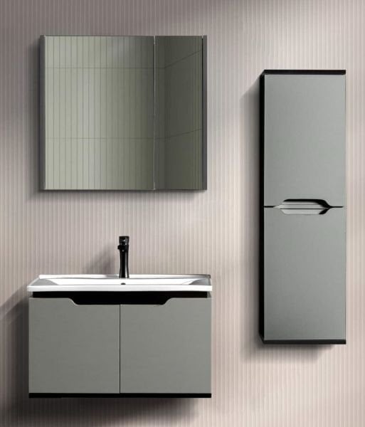 Bagnora Frame 80 cm Mdf Banyo Dolabı Gri