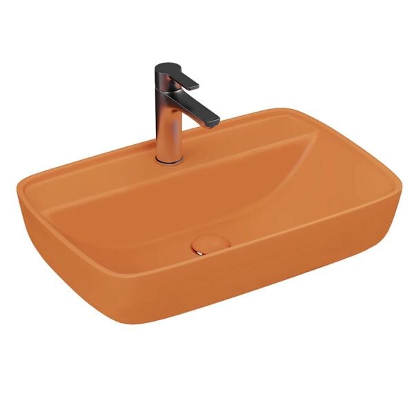 Lucco Vero 60 cm Tezgah Üstü Lavabo Mat Turuncu