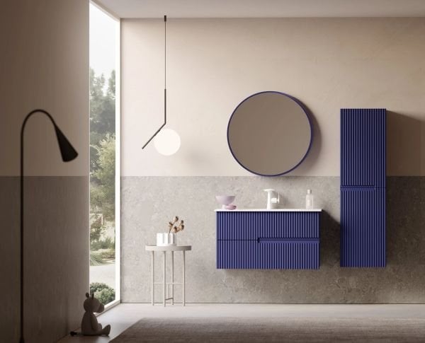 Orka Moonlight 90 cm Mat Lacivert Banyo Dolabı