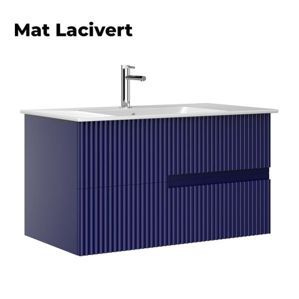 Orka Moonlight 90 cm Mat Lacivert Banyo Dolabı