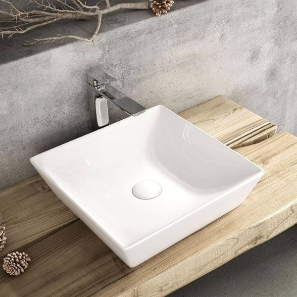 Lucco Decente 40 cm Tezgah Üstü Lavabo Parlak Beyaz