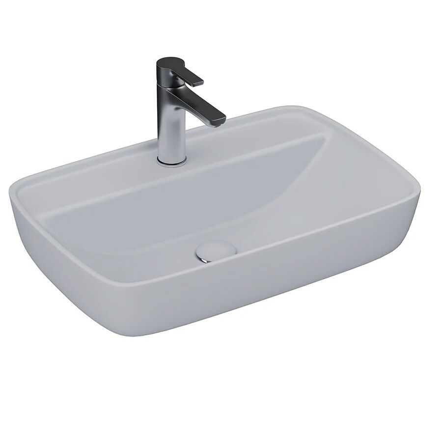 Lucco Vero 60 cm Tezgah Üstü Lavabo Mat Gümüş Gri
