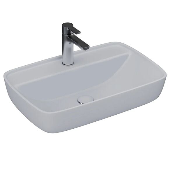 Lucco Vero 60 cm Tezgah Üstü Lavabo Mat Gümüş Gri