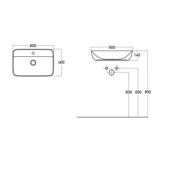 Lucco Vero 60 cm Tezgah Üstü Lavabo Mat Latte