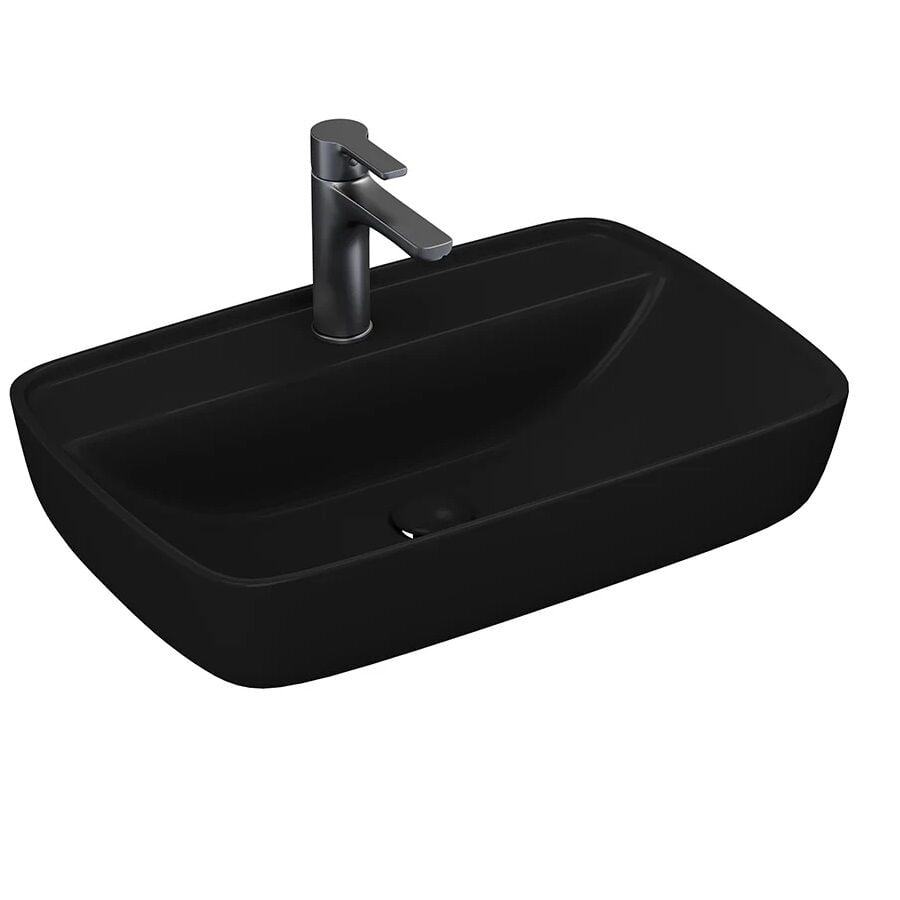 Lucco Vero 60 cm Tezgah Üstü Lavabo Mat Siyah