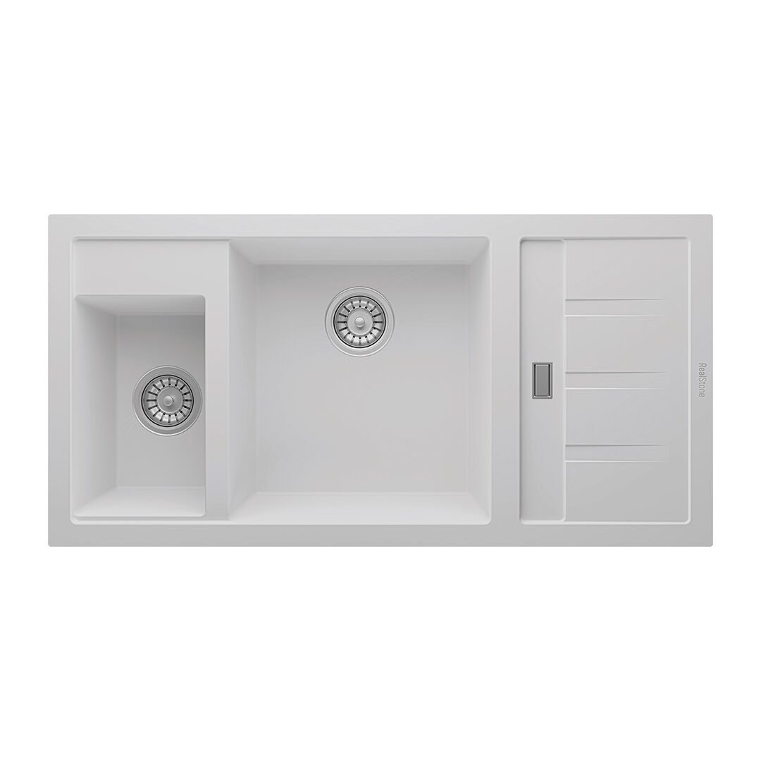 RealStone Aspendos 1.5 Gözlü Damlalıklı Granit Eviye Beyaz