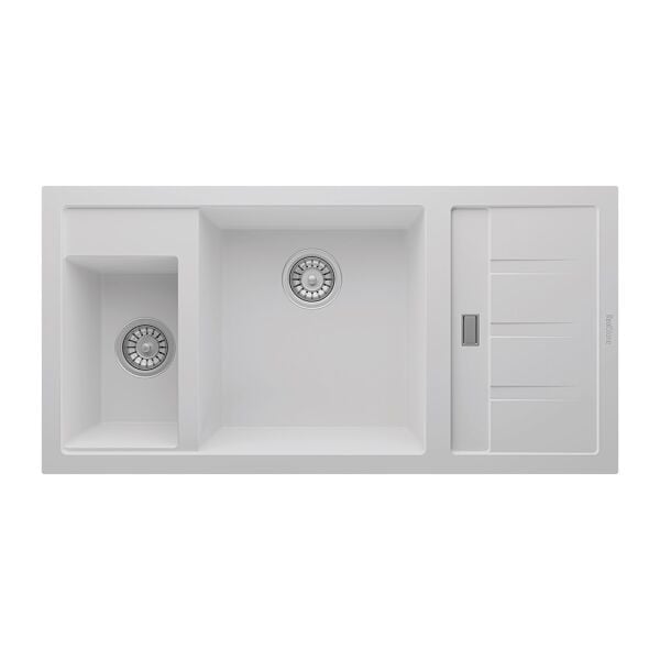 RealStone Aspendos 1.5 Gözlü Damlalıklı Granit Eviye Beyaz