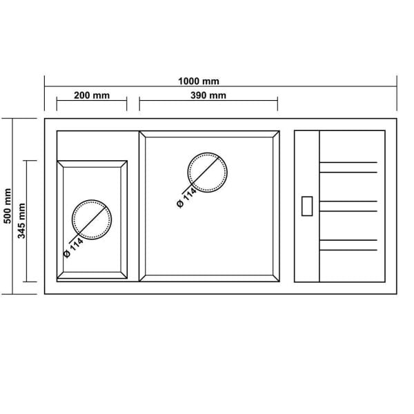 RealStone Aspendos 1.5 Gözlü Damlalıklı Granit Eviye Siyah